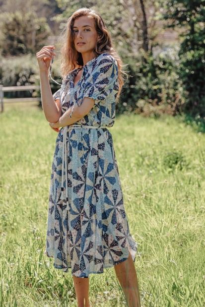 Louis Vuitton Velvet-Effect Lace Skater Dress in Cobalt Blue — UFO No More