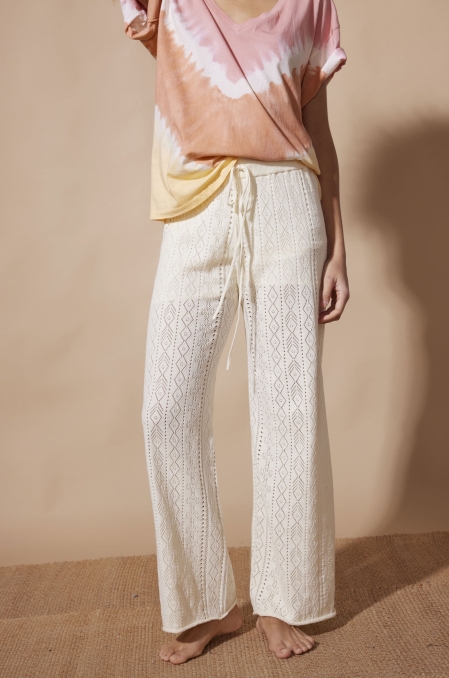 Pantalon en maille écru