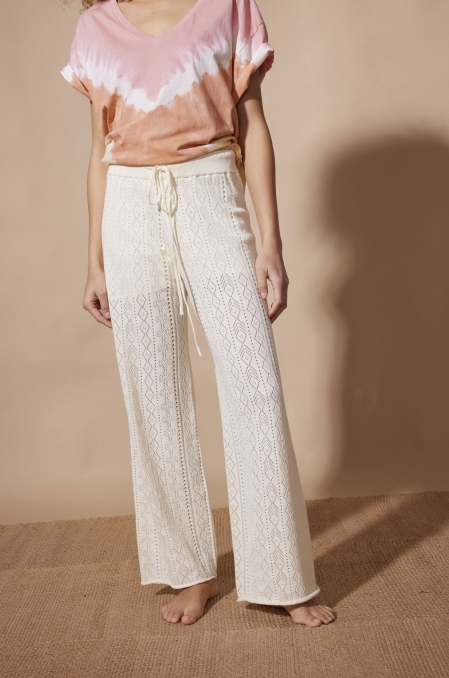 Pantalon en maille écru