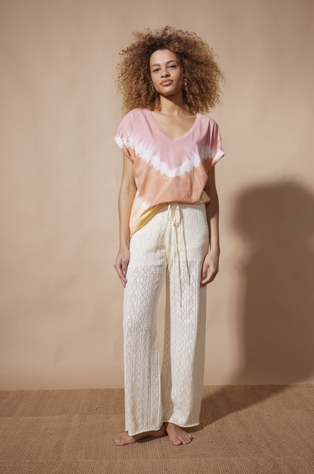 Pantalon en maille écru