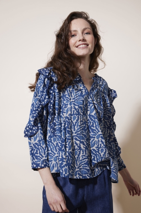 Blouse imprimé Damud bleu Blouse imprimé Damud bleu