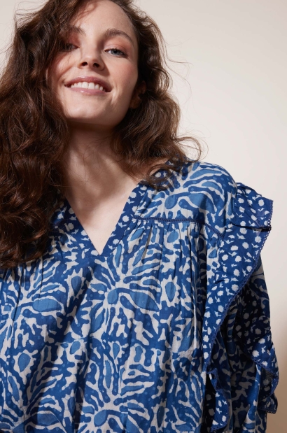 Blouse imprimé Damud bleu 2