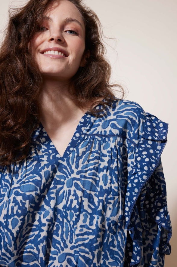 Blouse imprimé Damud bleu