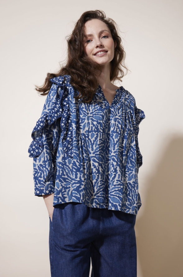 Blouse imprimé Damud bleu
