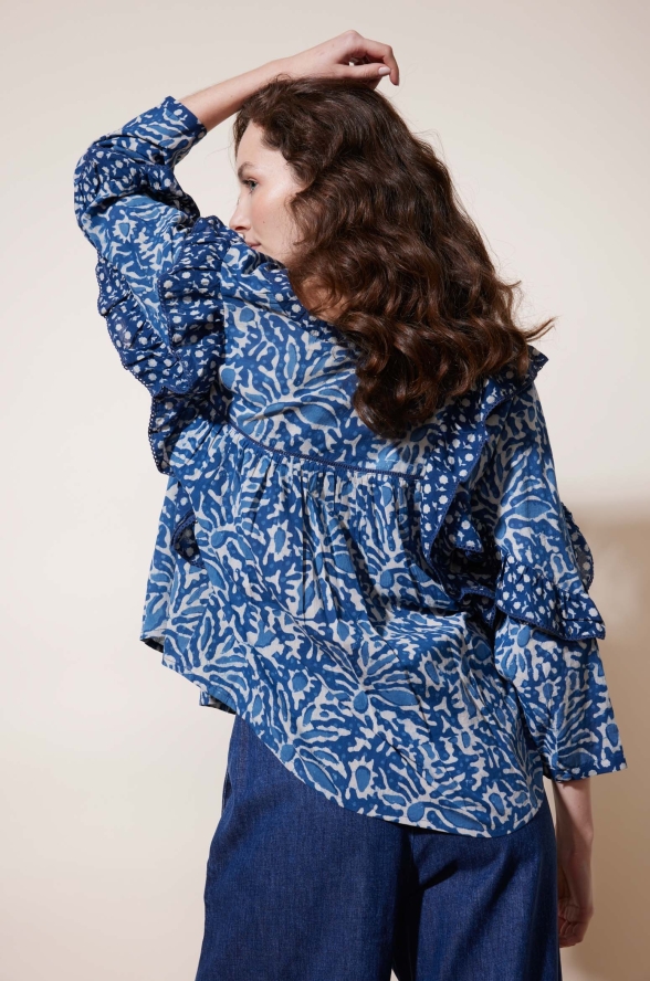 Blouse imprimé Damud bleu
